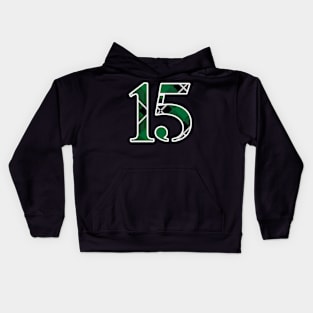 15 Sports Jersey Number Green Black Flannel Kids Hoodie